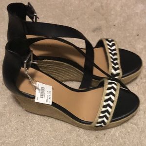 Never worn black and white wedges